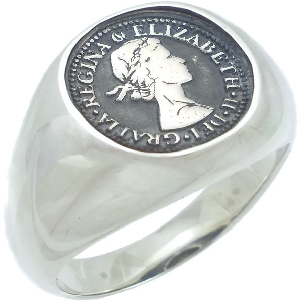 ブラック オーバル 6ペンス シルバーリング（指輪）*AQUA SILVER(アクアシルバー)｜シルバーアクセサリーバズショット