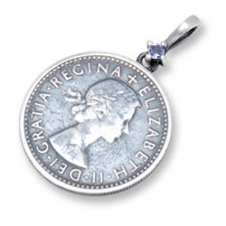 (12月)タンザナイト6ペンスコイン シルバーペンダントトップ*AQUA SILVER(アクアシルバー) 誕生石