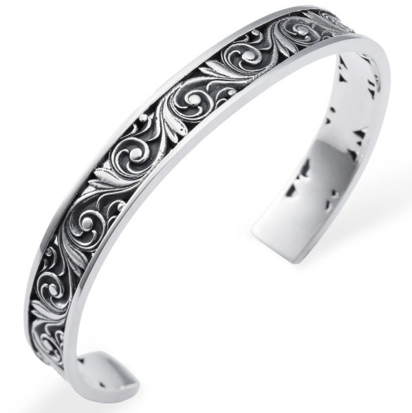 ミディアム クラシカル アラベスク シルバーバングル*AQUA SILVER(アクアシルバー)