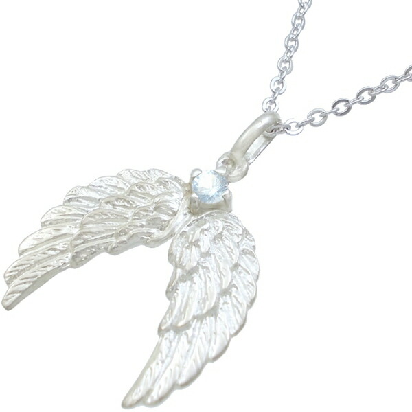 楽天市場】アクアマリン 天使の羽 ペンダントトップ ネックレス 天然石