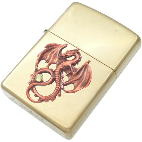 (8月)ペリドット レッド フライング ドラゴン ブラスジッポ 誕生石 ZIPPO シルバー925 モチーフ オイルライター コレクション 喫煙具｜シルバーアクセサリーバズショット