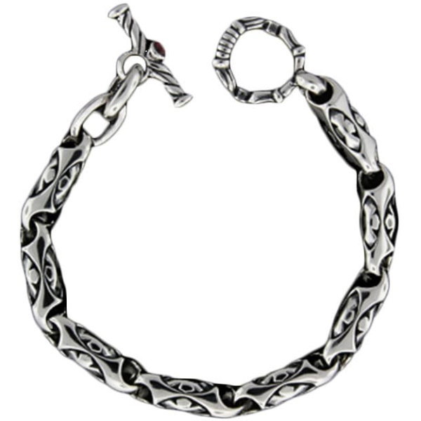 トラヴィスワーカー(TRAVIS WALKER)* ミディアム ローラー クロス ウィズ Tバー シルバーブレスレット