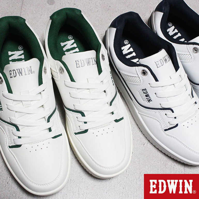 楽天市場】エドウィン スニーカー EDW7764 ホワイト/ネイビー ホワイト