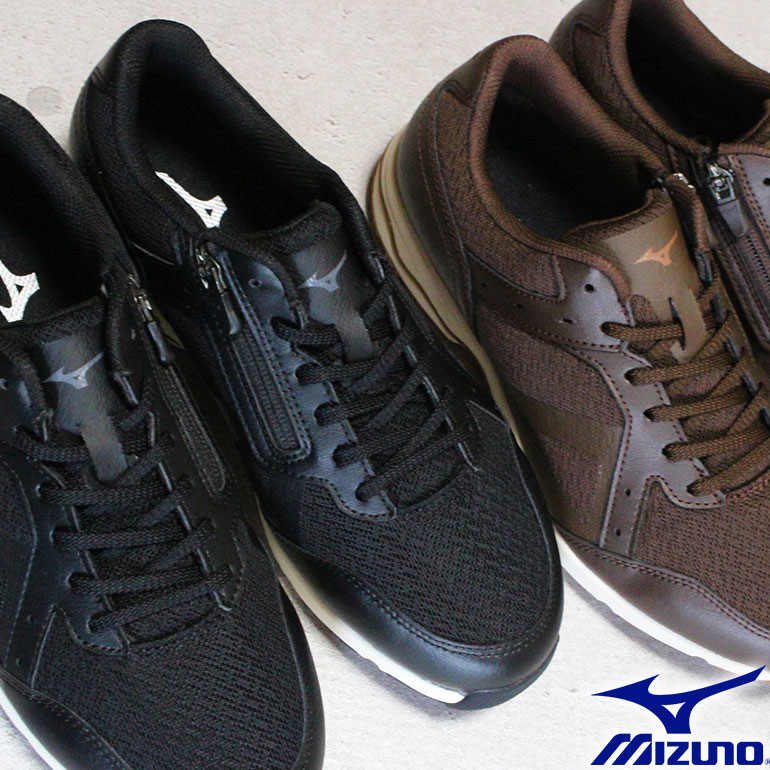 ミズノ MIZUNO ウォーキングシューズ B1GC2500 B1GC2502 LD アラウンド 4 SW（スーパーワイド） ブラック ブラウン 25cm～27.5cm メンズ ローカット 紐靴 運動靴 サイドファスナー 4E相当 幅広 LD AROUND 4 SW｜SHOE PARK B-STYLE 店