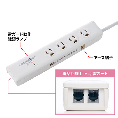 まとめ）サンワサプライ タップ 2P・3個口10m TAP-3W10N 1セット(5個