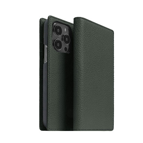 abbi SIGNATURE VINTAGE イタリアンレザーダイアリーケース for iPhone 14 Pro グリーン 手帳型 ABS24071i14PGR|Bサプライズ 店