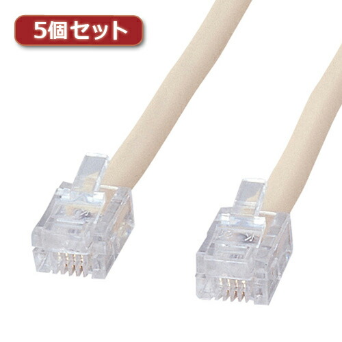【大特価!!】5個セット サンワサプライ シールド付ツイストモジュラーケーブルTEL-ST-10N2X5 Bサプライズ　市場店