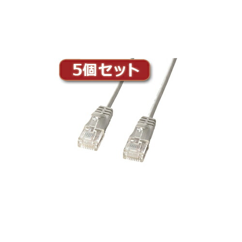 5個セット サンワサプライ カテゴリ6準拠極細LANケーブル (ライトグレー、10m) KB-SL6-10X5 新生活 一人暮らし 引っ越し 新生活応援 単身
