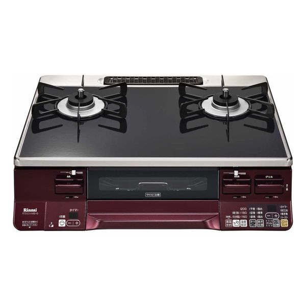 ガステーブル グリル付 プロパンガス用 右強火力 ブラック レッド ラクシエ リンナイ RTE65VARBA-GR LP｜Bサプライズ　店