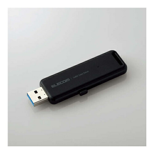 外付けSSD スティック型 ESD-EMBシリーズ 500GB USB 3.2（Gen 2）対応 スライド式 ノック式 耐衝撃 耐振動 USBメモリサイズ ブラック エレコム ESD-EMB0500GBK 母の日 ギフト 2026 贈り物 プレゼント 母 父 父の日 ペアギフト