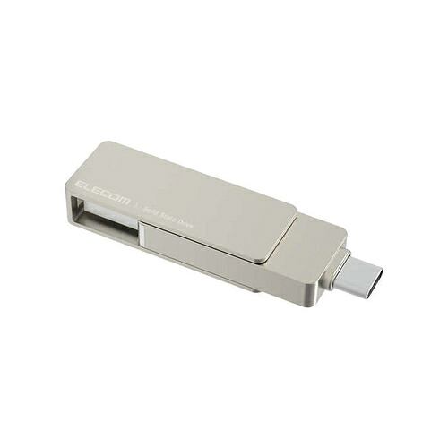 外付けSSD スティック型 ESD-EPAシリーズ 500GB USB 3.2（Gen 2）対応 USB Type C/USB-A両対応 回転式カバー USBメモリ型 ストラップホール付 シルバー エレコム ESD-EPA0500GSV｜Bサプライズ　店