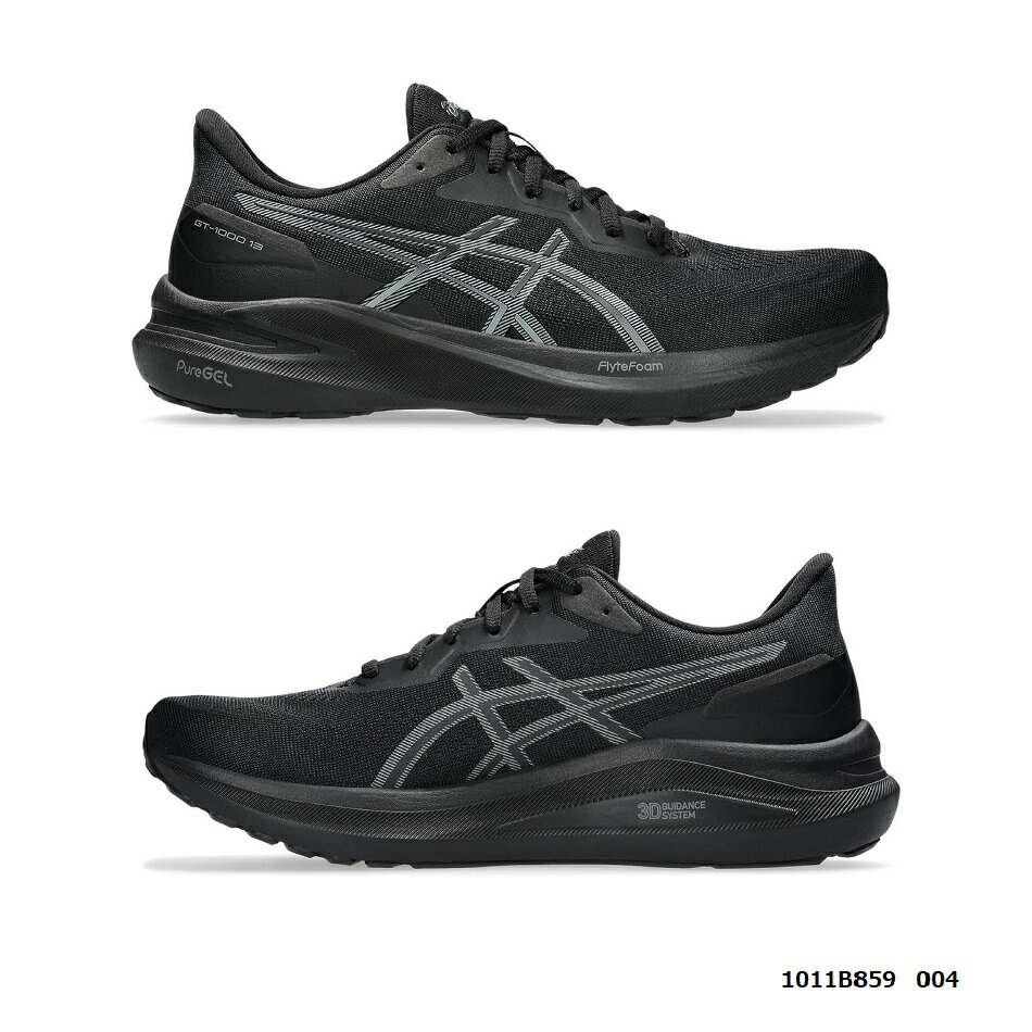 アシックス　ランニングシューズ ＧＴ－１０００　１３　ＥＸＴＲＡ　ＷＩＤＥ 　　　１０１１Ｂ８５９　００４ 　　　　ブラック×ＳＴＥＥＬ　ＧＲＥＹ 　　　　　１０７２９５