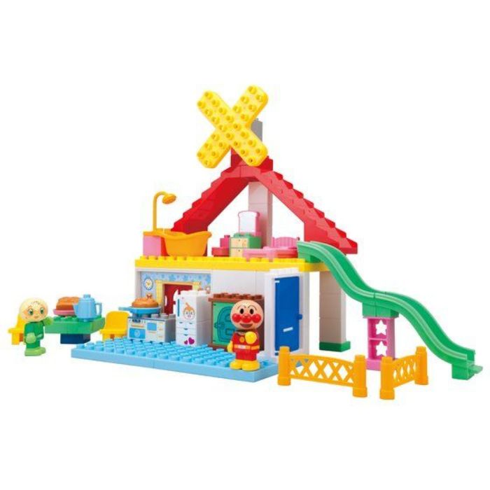 O BANDAI(バンダイ) BlockLabo パン工場とすべり台のおうちブロックバケツ アンパンマン ブロックバケツ 3歳 おもちゃ ブロック 公園 遊具 室内遊び ギフト プレゼント 誕生日 お祝い 贈り物 ブラックフライデー クリスマス 女の子 男の子