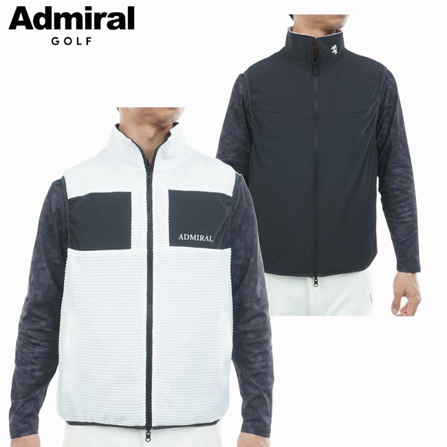 【バーゲン!!30％OFF!!】【2025年秋冬モデル】 Admiral Golf アドミラルゴルフ リバーシブル ボア ベスト(メンズ) ADMA578 フルジップ 軽量 フリース 撥水 ストレッチ 保温性 ベストのみ 【B-ONE-Y】
