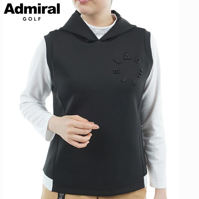 【バーゲン!!30％OFF!!】【2025年秋冬モデル】 Admiral Golf アドミラルゴルフ レディースウェア ダンボール フーディーベスト ADLA551 吸水速乾 ストレッチ ゴルフウェア 婦人 モノトーン シンプル スポーティ ※ベストのみ【B-ONE-Y】