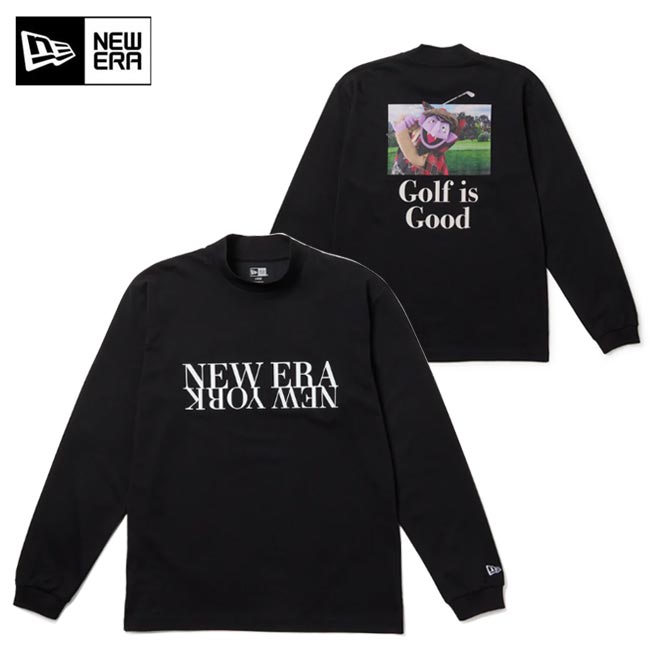 NEW ERA (ニュー内鰓)  14682875 長袖 ミッドネック 演奏 プルオーバー SESAME STREET セサミストリート Golf is Good 黒いこと | ゴルフ 白 丸首 長袖プルオーバー ロングプルオーバー【B-ONE】