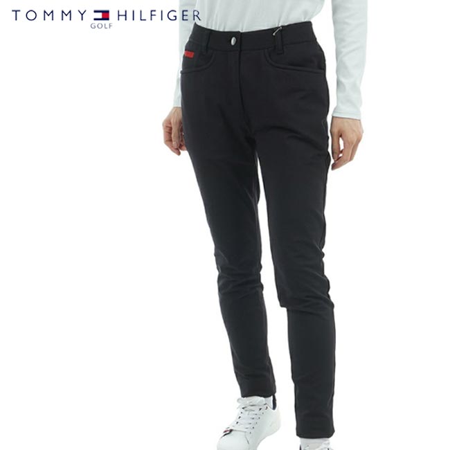 【バーゲン!!30％OFF!!】【2025年秋冬モデル】 TOMMY HILFIGER GOLF トミーヒルフィガー レディス 裏フリ-ス ロングパンツ 裏起毛 保温性 THLA580 ゴルフウェア 婦人服 スリム すっきりストレッチ性 シンプル 黒 ブラック【B-ONE-Y】