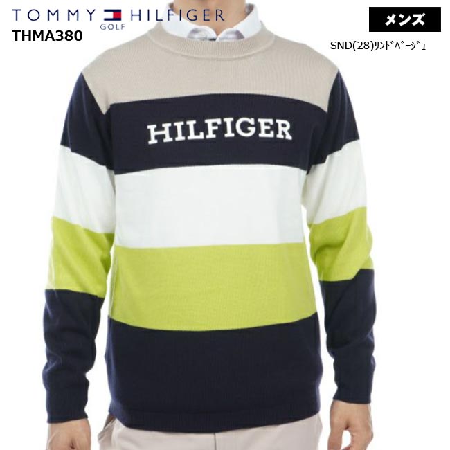 【バーゲン!40%OFF!!】【秋冬モデル】 TOMMY HILFIGER GOLF トミーヒルフィガーゴルフ シグネチャーストライプ クルーネックセーター(メンズ) THMA380 紳士 長袖 ニット 【B-ONE-Y】|ゴルフショップB-ONE