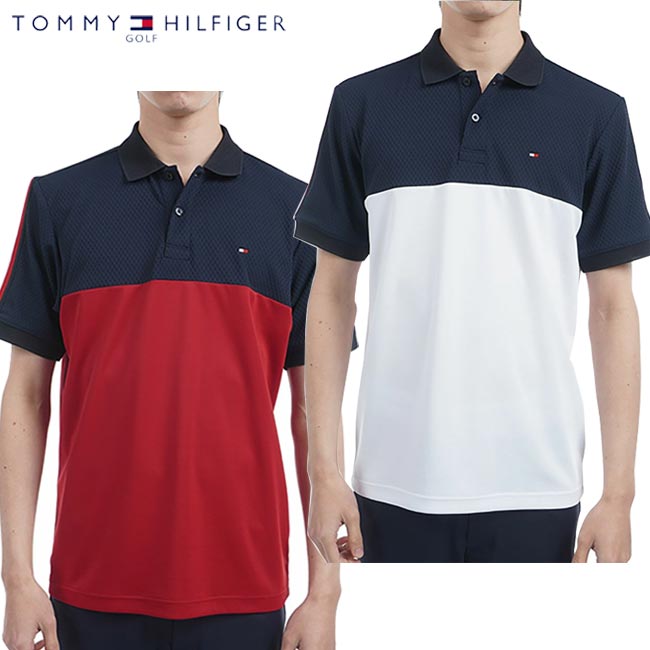 【掘り出し物!30%OFF!!】  【2025年春夏青写真】 TOMMY HILFIGER GOLF トミーヒルフィガーゴルフ ズ 色合い差しつかえる 半袖スポーツシャツ（メンズ) THMA528   吸汗速乾  UVとり捨てる 成人男性 成人男性用 ゴルフお召しもの 日本製【B-ONE-Y】