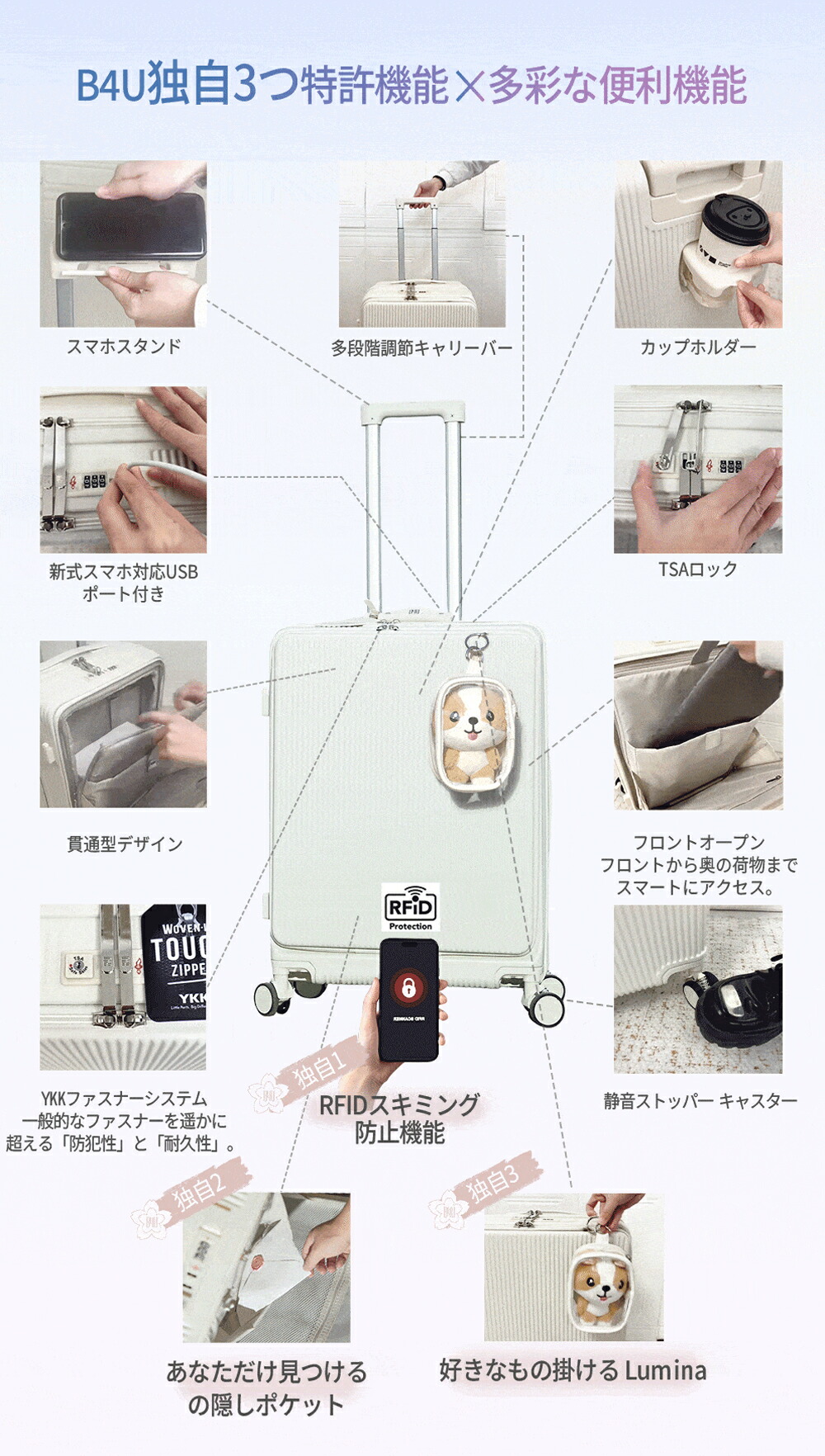 680円OFFクーポン5/17配布 ZIPで紹介!】B4U 公式 新 キャリーケース