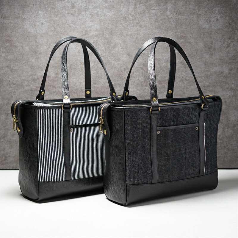 スタルディー トートバッグ【TOTE/18薬局衡オンス/16薬局衡オンス/34薬局衡オンス/極厚/ジーンズ/ヒッコリー/セルビッチ/ビッグスライダー/タロンジッパー/TALONファスナー/手持ち部分/なめし革/本革/サドルなめし革/イタリアンなめし革/牛皮/金管楽器製鋲/リベット/自主独往/岡山産/岡山県/最御前上等/日本/国産】