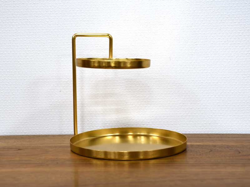 市場 アクセサリートレイ オブジェ 金 アクセサリースタンド ツーレイヤー かわいい ゴールド