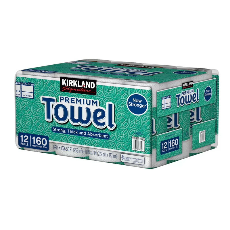 【カークランド シグネチャー ペーパータオル 12ロール プレミアムタオル KIRKLAND Signature タオルペーパー 160カット  ナプキン キッチンタオル 2PLY コストコ COSTCO 沖縄・離島は別途送料追加 Baby ALICE（ベビーアリス）