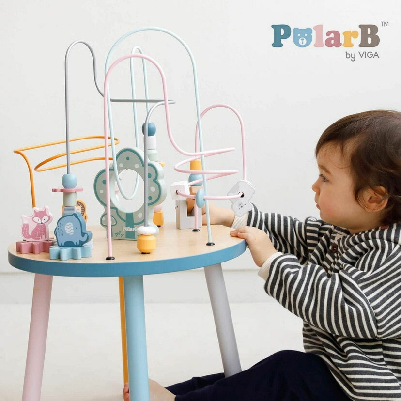 送料無料【Polar B ポーラービー】ビーズテーブル ビーズメイズ ビーズコースター ルーピング プレイテーブル 知育玩具 木製玩具 木のおもちゃ 玩具 知育 ゲーム かわいい 誕生日プレゼント