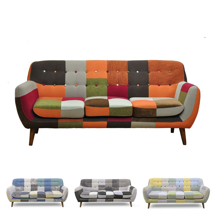 Sofa ソファ ユニーク パッチワークソファー オリジナル 3人掛け椅子 オリジナル ユニーク シングルソファ カラフル 送料無料 3pソファ お洒落 パッチワークソファー カラフル デザイン Sofa お洒落 デザイン ファブリック 可愛い 3pソファ 3人掛けソファー
