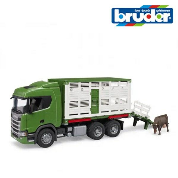 ブルーダーSCANIA作業トラック Bruder ブルーダー 正規輸入品 ドイツ SCANIA 牛運搬トラック（牛付き