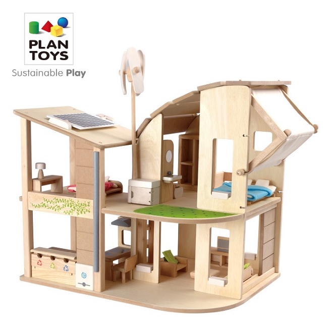 プラントイ 家具付きグリーンドールハウス 7156 PLAN TOYS 3歳頃から