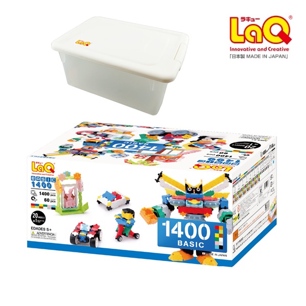 【包装無料】ラキュー ベーシック1400 NEWプラスチックコンテナVer. 1400+60ピース 作り方ガイド付き LaQ 【北海道・沖縄及び離島発送不可】|育児グッズと輸入玩具の店 ほっぺ