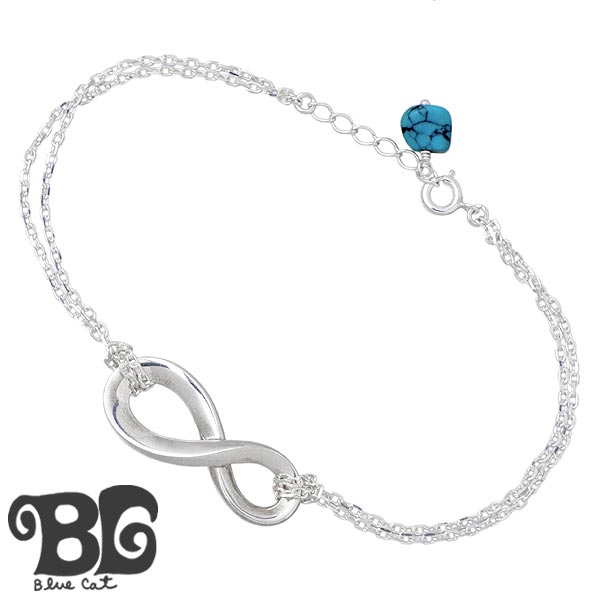 【ポイント2倍！マラソン期間中】 ブルーキャット Blue Cat ターコイズ インフィニティ シルバー ブレスレット アクセサリー メンズ SBV771-1408