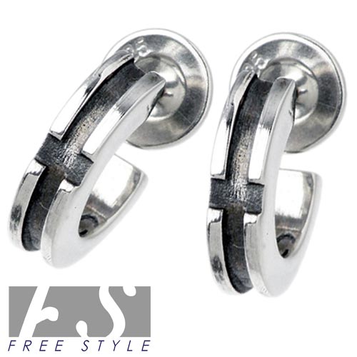 フリースタイル FREE STYLE クロスフープ シルバー ピアス アクセサリー ペアセット 両耳用 シルバー925 スターリングシルバー FSE-014-P