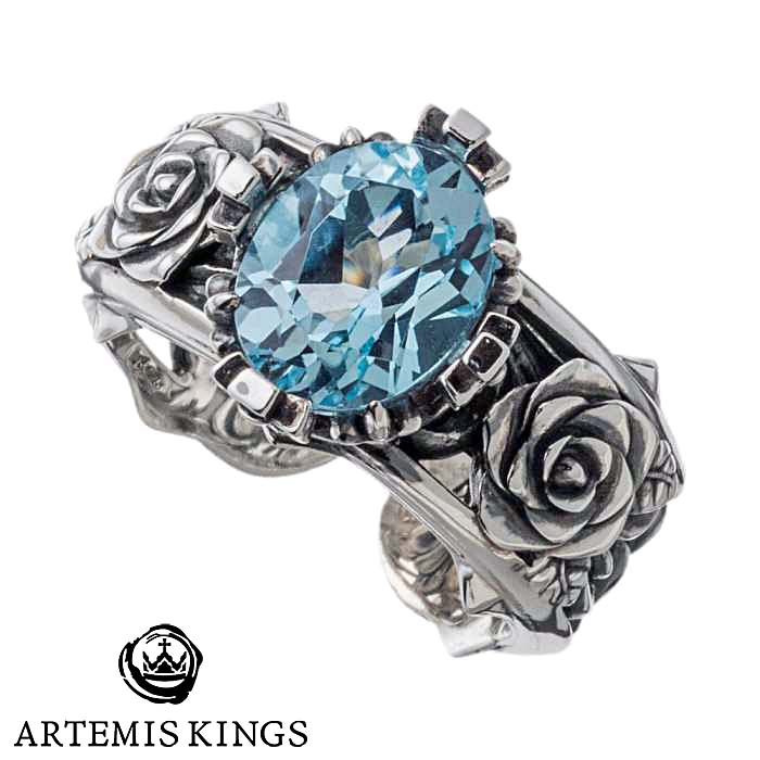 【ポイント2倍!マラソン終了まで】 アルテミスキングス ARTEMIS KINGS ローズ シルバー リング ブルートパーズ 指輪 13~23号 AKR0064|Baby・Sies(ベイビー・シーズ)