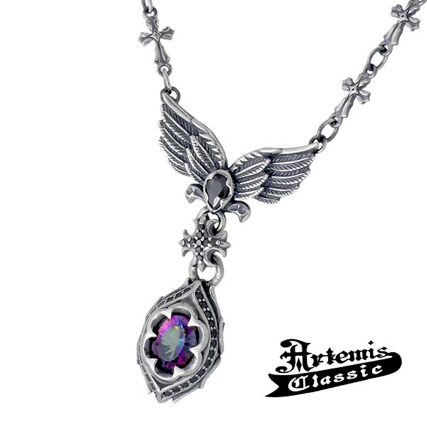 【ポイント2倍！マラソン終了まで】 アルテミスクラシック Artemis Classic ミカエル シルバー ネックレス アクセサリー メンズ ミスティッククォーツ ブラックキュービック シルバー925 スターリングシルバー ACP0260｜Baby・Sies（ベイビー・シーズ）