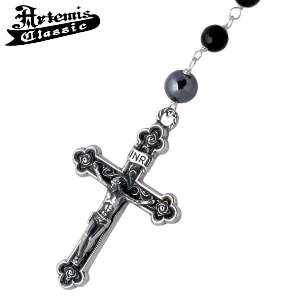 【ポイント2倍!マラソン終了まで】 アルテミスクラシック Artemis Classic セイント ロザリオ シルバー ネックレス アクセサリー オニキス ヘマタイト ペンダントトップ アクセサリー クロス 十字架 シルバー925 スターリングシルバー ACP0277|Baby・Sies(ベイビー・シーズ)