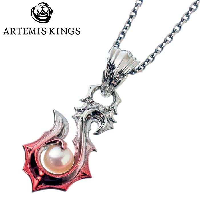 【ポイント2倍！マラソン期間中】 アルテミスキングス ARTEMISKINGS 赤彩 フィッシュフック シルバー ネックレス ペンダント SV925 スターリングシルバー キュービックジルコニア ハート AKP0153
