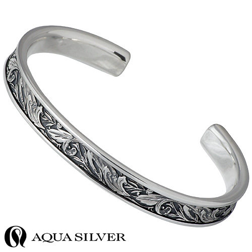 シルバー コインモチーフ バングル 925刻印　あくあさシルバー AQUA SILVER】幸せのシックスペンスコインバングル
