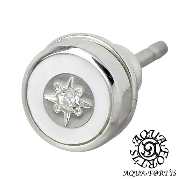 アクアフォーティス AQUA FORTIS ホワイトシェル シルバー ピアス アクセサリー キュービック スタッドタイプ 1個売り 片耳用 シルバー925 スターリングシルバー アクアシルバー AQUA SILVER FPP-015-WH｜Baby・Sies（ベイビー・シーズ）