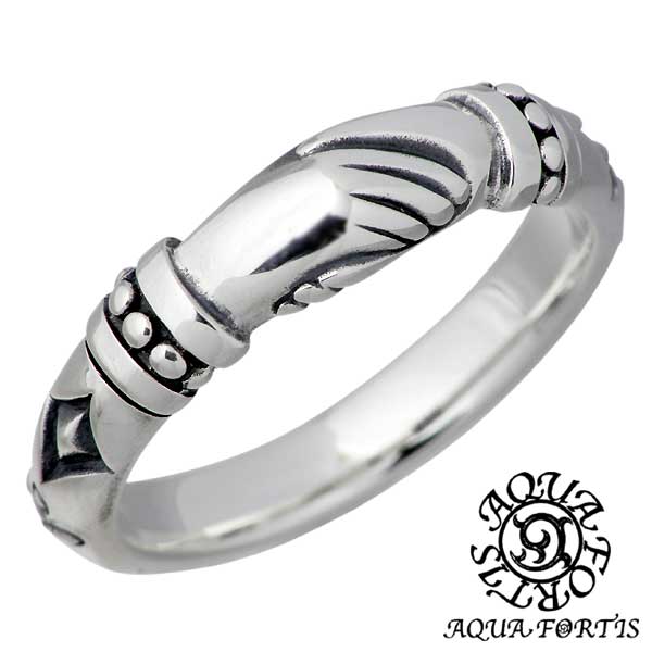 【ポイント2倍！マラソン終了まで】 アクアフォーティス AQUA FORTIS ハンドデザイン シルバー リング ブラックダイヤモンド 指輪 アクセサリー 13～21号 シルバー925 スターリングシルバー FR-010F-BKDM｜Baby・Sies（ベイビー・シーズ）