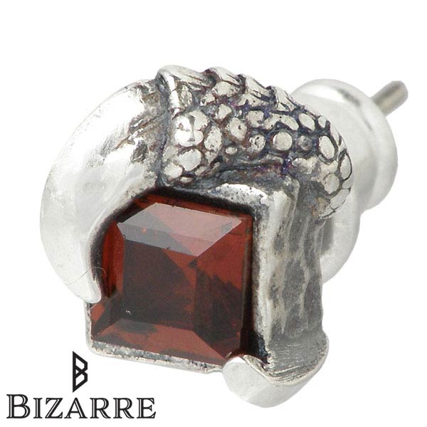【ポイント2倍！マラソン期間中！】 ビザール BIZARRE ドラゴン クロウ シルバー ピアス アクセサリー 1個売り ガーネット シルバー925 スターリングシルバー SPJ056GA