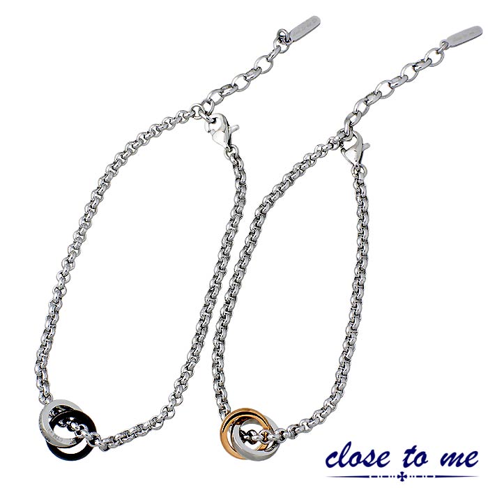 【ポイント2倍！マラソン期間中】 クロストゥーミー close to me ステンレス ペア ブレスレット アクセサリー キュービック 金属アレルギー対応 SBR11-009-010-P