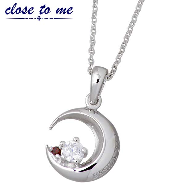 【ポイント2倍！マラソン終了まで】 クロストゥーミー close to me シルバー ネックレス アクセサリー キュービック レッドダイヤモンド 三日月 シルバー925 スターリングシルバー SN13-172｜Baby・Sies（ベイビー・シーズ）