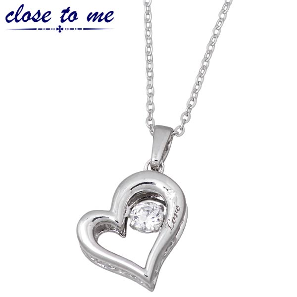クロストゥーミー close to me メッセージ シルバー ネックレス アクセサリー キュービック ダンシングストーン ハート レディース SN13-192