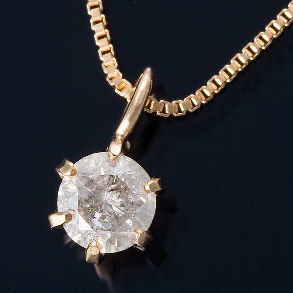 【ポイント2倍！マラソン期間中！】 K18 0.1ct ダイヤモンド ペンダント ネックレス ベネチアンチェーン（鑑別書付き ） 沖縄 離島への配送不可