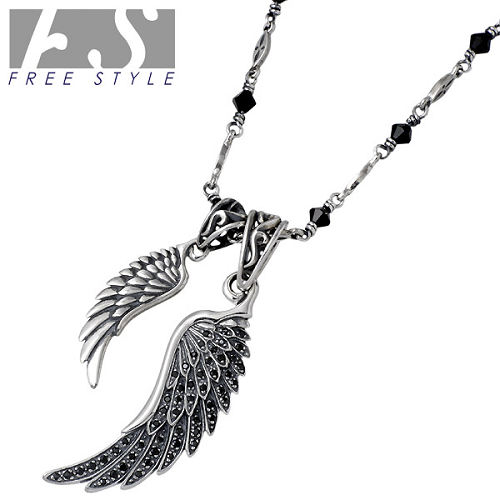 【ポイント2倍！マラソン期間中】 フリースタイル FREE STYLE ダブルウィングオニキス シルバー ネックレス アクセサリー BK CZ シルバー925 スターリングシルバー FSP880B-1B-N844