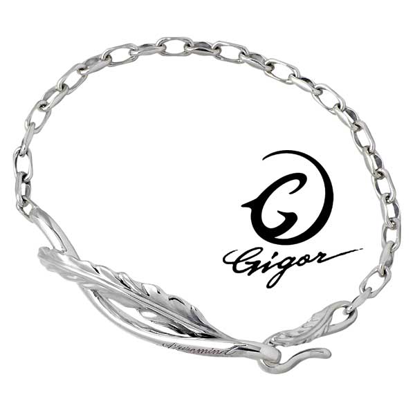 【ポイント2倍！マラソン終了まで】 ジゴロウ GIGOR オーバレス シルバー ブレスレット アクセサリー フェザー シルバー925 スターリングシルバー NO-338｜Baby・Sies（ベイビー・シーズ）