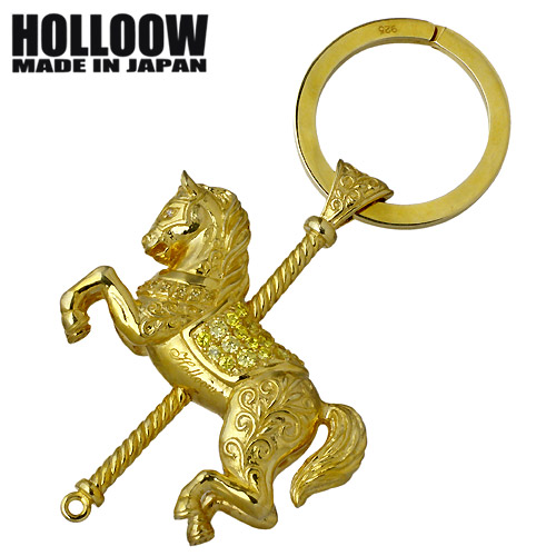 【ポイント2倍！マラソン期間中】 ホロウ HOLLOOW メリーゴーランド シルバー キーホルダー カラーコーティング キュービック ホース シルバー925 スターリングシルバー KHP-154K