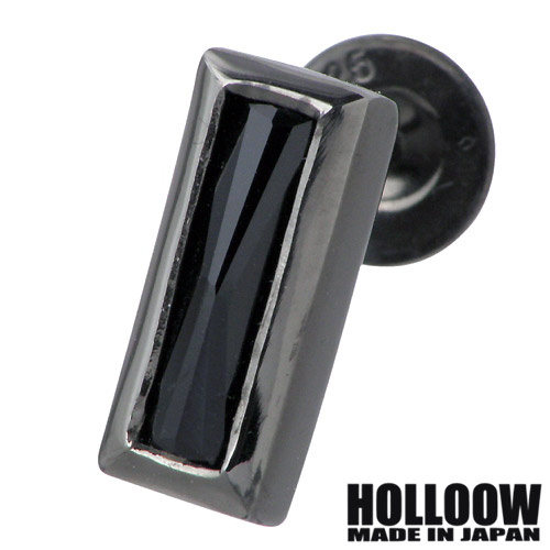 ホロウ HOLLOOW レクテングル スタッド シルバー ピアス アクセサリー 1個売り 片耳用 ブラックコーティング オニキス シルバー925 スターリングシルバー KHP-165BK｜Baby・Sies（ベイビー・シーズ）